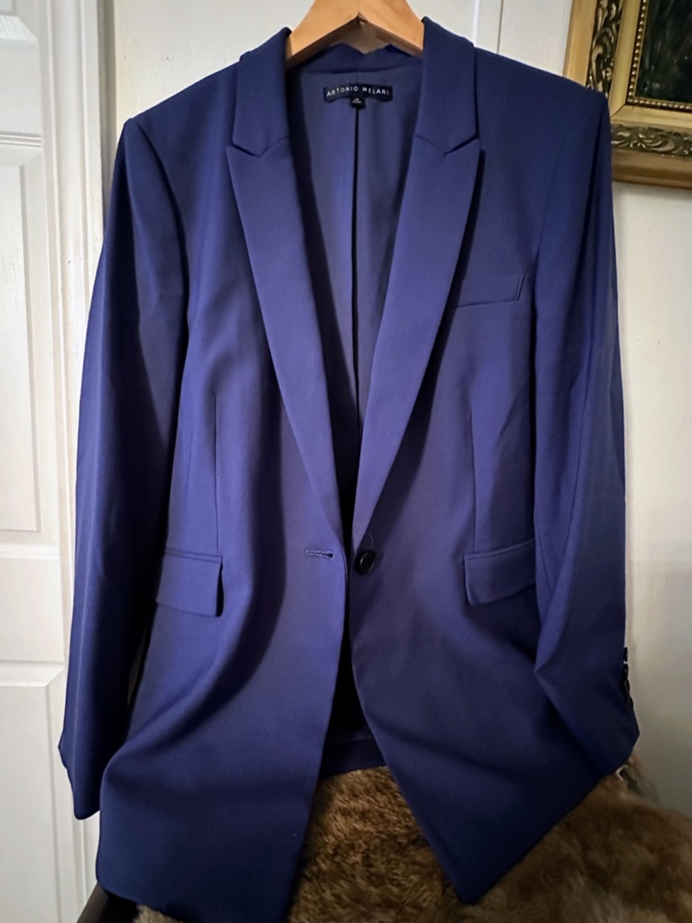 ANTONIO MELANI Deep Navy Single-Button Men's Blazer